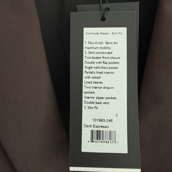 Rhone Commuter Blazer Mens Large Brown Slim Fit Sport Coat Performance Flex Knit - Picture 5 of 11